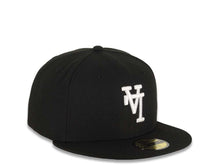 Load image into Gallery viewer, Los Angeles Dodgers New Era MLB 59FIFTY 5950 Fitted Cap Hat Black Crown/Visor White Upside Down Logo Gray UV