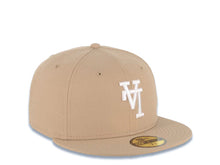 Load image into Gallery viewer, Los Angeles Dodgers New Era MLB 59FIFTY 5950 Fitted Cap Hat Khaki Crown/Visor White Upside Down Logo Gray UV