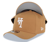 Load image into Gallery viewer, Los Angeles Dodgers New Era MLB 9FORTY 940 Adjustable A-Frame Hat Light Brown Crown/Visor White Upside Down Logo Gray UV