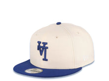 Load image into Gallery viewer, Los Angeles Dodgers New Era MLB 9FIFTY 950 Snapback Cap Hat Cream Crown/Visor Navy Upside Down Logo 60th Anniversary Side Patch Gray UV
