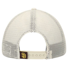 Load image into Gallery viewer, San Diego Padres New Era MLB 9TWENTY 920 Adjustable Mesh Trucker Cap Hat Stone Gray Crown/Visor Brown/Yellow Logo Logo (Game Day)
