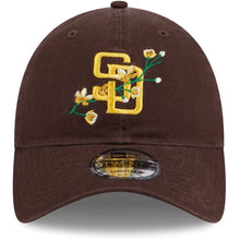 Load image into Gallery viewer, San Diego Padres New Era MLB 9TWENTY 920 Adjustable Cap Hat Brown Crown/Visor Yellow Logo (Game Day Bloom Flower)