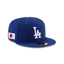 Load image into Gallery viewer, Los Angeles Dodgers New Era MLB 59FIFTY 5950 Fitted Cap Hat Royal Blue Crown/Visor White Logo Japan Flag Side Patch