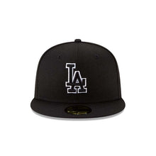 Load image into Gallery viewer, Los Angeles Dodgers New Era MLB 59FIFTY 5950 Fitted Cap Hat Black Crown/Visor Black/White Logo Japan Flag Side Patch