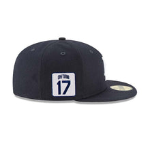 Load image into Gallery viewer, Los Angeles Dodgers New Era MLB 59FIFTY 5950 Fitted Cap Hat Navy Blue Crown/Visor White Logo Shohei Ohtani 17 Side Patch
