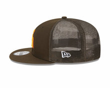 Load image into Gallery viewer, San Diego Padres New Era MLB 9FIFTY 950 Snapback Mesh Trucker Cap Hat Brown Crown/Visor Yellow/Orange Logo
