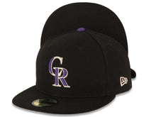 Load image into Gallery viewer, Colorado Rockies New Era MLB 59FIFTY 5950 Fitted Cap Hat Black Crown/Visor Purple/Silver Logo