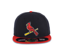 Load image into Gallery viewer, St. Louis Cardinals New Era MLB 59FIFTY 5950 Fitted Cap Hat Navy Blue Crown Red Visor Team Color Logo