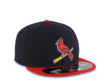 Load image into Gallery viewer, St. Louis Cardinals New Era MLB 59FIFTY 5950 Fitted Cap Hat Navy Blue Crown Red Visor Team Color Logo