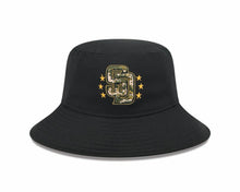Load image into Gallery viewer, San Diego Padres New Era MLB Bucket Cap Hat Black Crown/Visor Camo Logo
