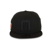 Load image into Gallery viewer, Mexico New Era WBC 59FIFTY 5950 Fitted Cap Hat Black Crown/Visor Black Logo Mexico Flag Side Patch Gray UV