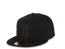 Load image into Gallery viewer, Mexico New Era WBC 59FIFTY 5950 Fitted Cap Hat Black Crown/Visor Black Logo Mexico Flag Side Patch Gray UV