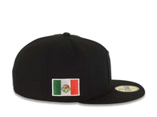 Load image into Gallery viewer, Mexico New Era WBC 59FIFTY 5950 Fitted Cap Hat Black Crown/Visor Black Logo Mexico Flag Side Patch Gray UV