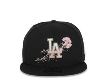 Load image into Gallery viewer, Los Angeles Dodgers New Era MLB 59FIFTY 5950 Fitted Cap Hat Black Crown/Visor White/Olive Green/Pink Logo Dotted Floral Gray UV