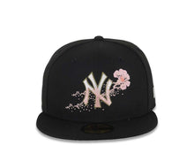 Load image into Gallery viewer, New York Yankees New Era MLB 59FIFTY 5950 Fitted Cap Hat Black Crown/Visor White/Olive Green/Pink Logo Dotted Floral Gray UV