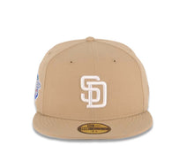 Load image into Gallery viewer, San Diego Padres New Era MLB 59FIFTY 5950 Fitted Cap Hat Khaki Crown/Visor White Logo 1998 World Series Side Patch Gray UV