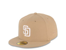 Load image into Gallery viewer, San Diego Padres New Era MLB 59FIFTY 5950 Fitted Cap Hat Khaki Crown/Visor White Logo 1998 World Series Side Patch Gray UV