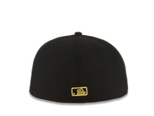 Load image into Gallery viewer, San Diego Padres New Era MLB 59FIFTY 5950 Fitted Cap Hat Black Crown/Visor Metallic Gold Logo With Palm Tree Gray UV