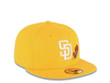 Load image into Gallery viewer, San Diego Padres New Era MLB 59FIFTY 5950 Fitted Cap Hat Yellow Crown/Visor White Logo With Rose Gray UV
