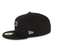 Load image into Gallery viewer, San Diego Padres New Era MLB 59FIFTY 5950 Fitted Cap Hat Black Crown/Visor Black/White Script Logo 1998 World Series Side Patch Gray UV