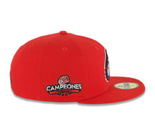 Load image into Gallery viewer, Charros de Jalisco New Era LMP 59FIFTY 5950 Fitted Cap Hat Red Crown/Visor Black/White/Metallic Red Logo 2022 Campeones Side Patch Light Yellow UV