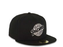 Load image into Gallery viewer, San Diego Padres New Era MLB 59FIFTY 5950 Fitted Cap Hat Black Crown/Visor Black/White Baseball Club Logo Green UV