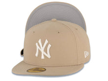 Load image into Gallery viewer, New York Yankees New Era MLB 59FIFTY 5950 Fitted Cap Hat Khaki Crown/Visor White Logo Gray UV