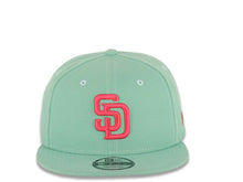 Load image into Gallery viewer, (City Connect Color) San Diego Padres New Era MLB 9FIFTY 950 Snapback Cap Hat Light Teal Crown/Visor Magenta Gray UV