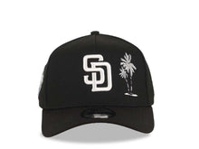 Load image into Gallery viewer, San Diego Padres New Era MLB 9FORTY 940 Adjustable A-Frame Cap Hat Black Crown/Visor White Logo With Palm Tree 1998 World Series Side Patch Gray UV