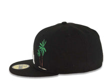 Load image into Gallery viewer, Los Angeles Dodgers New Era MLB 59FIFTY 5950 Fitted Cap Hat Black Crown/Visor White Logo With Palm Tree 40th Anniversary Side Patch Red UV