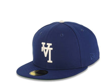 Load image into Gallery viewer, Los Angeles Dodgers New Era MLB 59FIFTY 5950 Fitted Cap Hat Dark Royal Crown/Visor White Upside Down Logo 60th Anniversary Side Patch Green UV