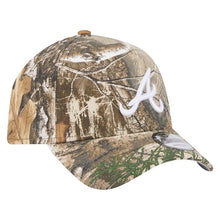 Load image into Gallery viewer, Atlanta Braves New Era MLB 9FORTY 940 A-Frame Adjustable Snapback Cap Hat Real Tree Camo Crown/Visor White Logo