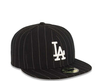 Load image into Gallery viewer, Los Angeles Dodgers New Era MLB 59FIFTY 5950 Fitted Pinstipe Cap Hat Black /White Crown/Visor White Logo