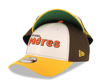 Load image into Gallery viewer, San Diego Padres New Era MLB 9FORTY 940 Adjustable Cap Hat White/Brown Crown Yellow Visor Orange/Brown Text Logo Green UV