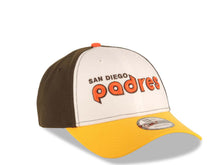 Load image into Gallery viewer, San Diego Padres New Era MLB 9FORTY 940 Adjustable Cap Hat White/Brown Crown Yellow Visor Orange/Brown Text Logo Green UV