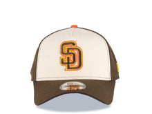 Load image into Gallery viewer, San Diego Padres New Era MLB 9FORTY 940 Adjustable A-Frame Cap Hat Cream/Brown Crown Brown Visor Brown/Yellow/Orange Logo 40th Anniversary Side Patch