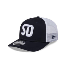 Load image into Gallery viewer, San Diego FC New Era MLS 9SEVENTY 970 Stretch-Snap Mesh/Trucker Cap Hat Navy Blue/White Crown Navy Visor White Logo