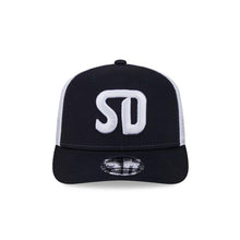 Load image into Gallery viewer, San Diego FC New Era MLS 9SEVENTY 970 Stretch-Snap Mesh/Trucker Cap Hat Navy Blue/White Crown Navy Visor White Logo