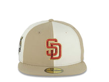 Load image into Gallery viewer, San Diego Padres New Era MLB 59FIFTY 5950 Fitted Cap Khaki/Cream Alternating Panel Crown Khaki Visor Metallic Red Logo 40th Anniversary Side Patch