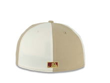 Load image into Gallery viewer, San Diego Padres New Era MLB 59FIFTY 5950 Fitted Cap Khaki/Cream Alternating Panel Crown Khaki Visor Metallic Red Logo 40th Anniversary Side Patch