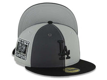 Load image into Gallery viewer, Los Angeles Dodgers New Era MLB 59FIFTY 5950 Fitted Cap Hat Dark Gray/Gray Alternating Panel Crown Black Visor Black Logo 9x World Series Champions