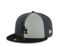 Load image into Gallery viewer, Los Angeles Dodgers New Era MLB 59FIFTY 5950 Fitted Cap Hat Dark Gray/Gray Alternating Panel Crown Black Visor Black Logo 9x World Series Champions