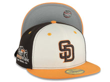 Load image into Gallery viewer, San Diego Padres New Era MLB 59FIFTY 5950 Fitted Cap Hat Cream/Dark Brown Crown Dark Orange Visor Dark Brown/Orange Logo Petcopark Side Patch