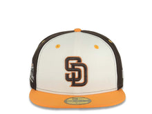 Load image into Gallery viewer, San Diego Padres New Era MLB 59FIFTY 5950 Fitted Cap Hat Cream/Dark Brown Crown Dark Orange Visor Dark Brown/Orange Logo Petcopark Side Patch