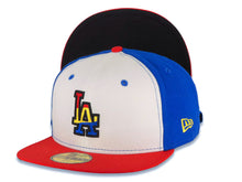 Load image into Gallery viewer, Los Angeles Dodgers New Era MLB 59FIFTY 5950 Fitted Cap Hat White/Royal Blue Crown Red Visor Red/Yellow/Blue Logo