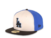 Load image into Gallery viewer, Los Angeles Dodgers New Era MLB 59FIFTY 5950 Fitted Cap Hat White/Light Royal Blue Crown Black Visor Black/Royal Blue Logo