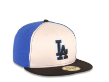 Load image into Gallery viewer, Los Angeles Dodgers New Era MLB 59FIFTY 5950 Fitted Cap Hat White/Light Royal Blue Crown Black Visor Black/Royal Blue Logo