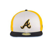Load image into Gallery viewer, Atlanta Braves New Era MLB 59FIFTY 5950 Fitted Cap Hat White/Yellow Crown Black Visor Black/Yellow Logo