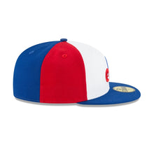 Load image into Gallery viewer, Montreal Expos New Era MLB 59FIFTY 5950 Fitted Cap Hat White/Red Crown Royal Blue Visor Red/White/Royal Blue Logo