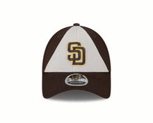 Load image into Gallery viewer, San Diego Padres New Era MLB 9FORTY 940 Adjustable Stretch Snapback Cap Hat White/Brown Crown Brown Visor Brown/Yellow Logo (2024 Batting Practice)